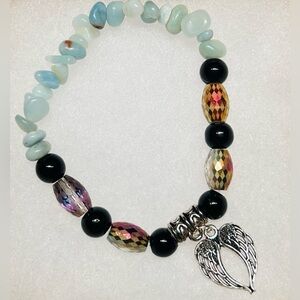 Angel wings Amazonite stretchy bracelet